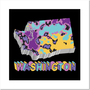 Washington State Map Art Posters and Art